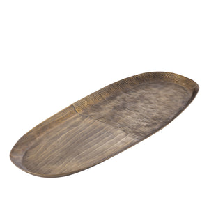 Schale – Geripptes Design, Ovale Form, Aluminium Material, Gold, L – Jowad | PTMD