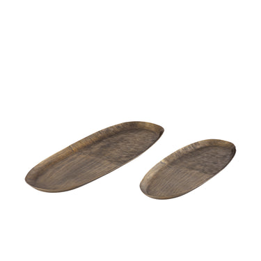 Schale – Geripptes Design, Ovale Form, Aluminium Material, Gold, L – Jowad | PTMD