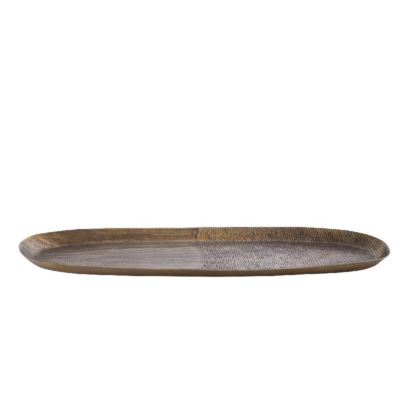 Schale – Geripptes Design, Ovale Form, Aluminium Material, Gold, L – Jowad | PTMD