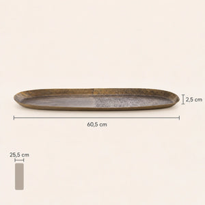 Schale – Geripptes Design, Ovale Form, Aluminium Material, Gold, L – Jowad | PTMD