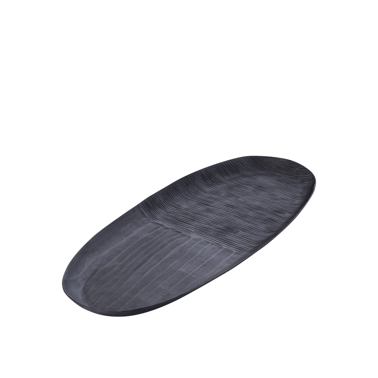 Schale – Geripptes Design, Ovale Form, Aluminium Material, Grau, S – Jowad | PTMD