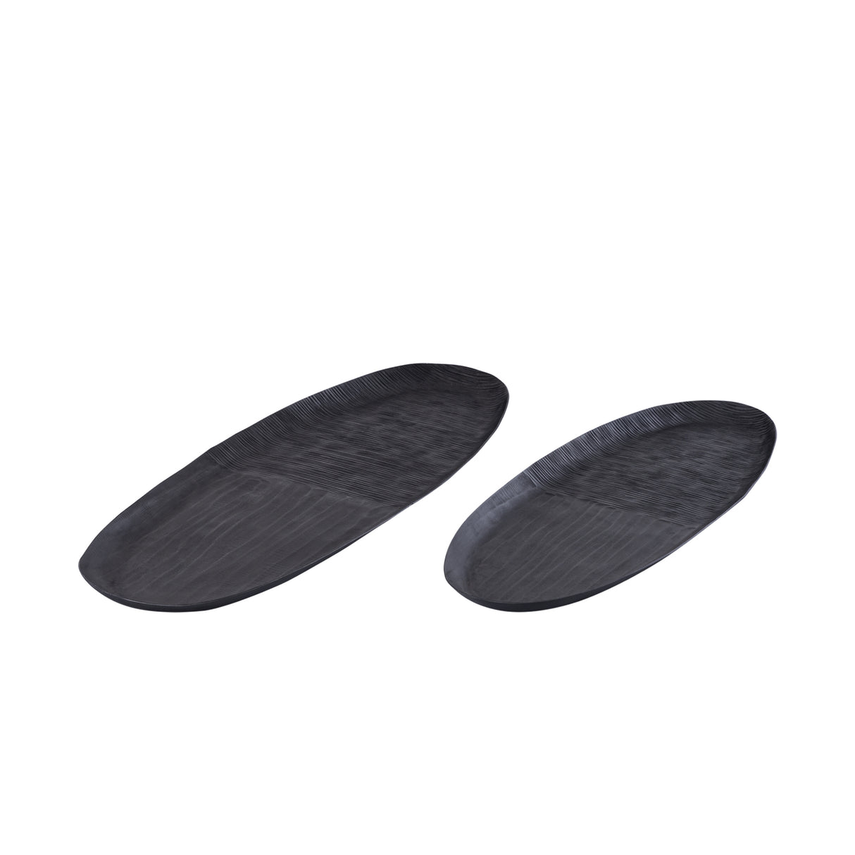 Schale – Geripptes Design, Ovale Form, Aluminium Material, Grau, S – Jowad | PTMD