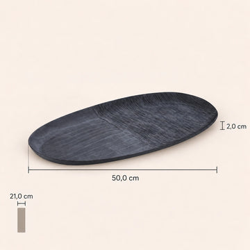 Schale – Geripptes Design, Ovale Form, Aluminium Material, Grau, S – Jowad | PTMD