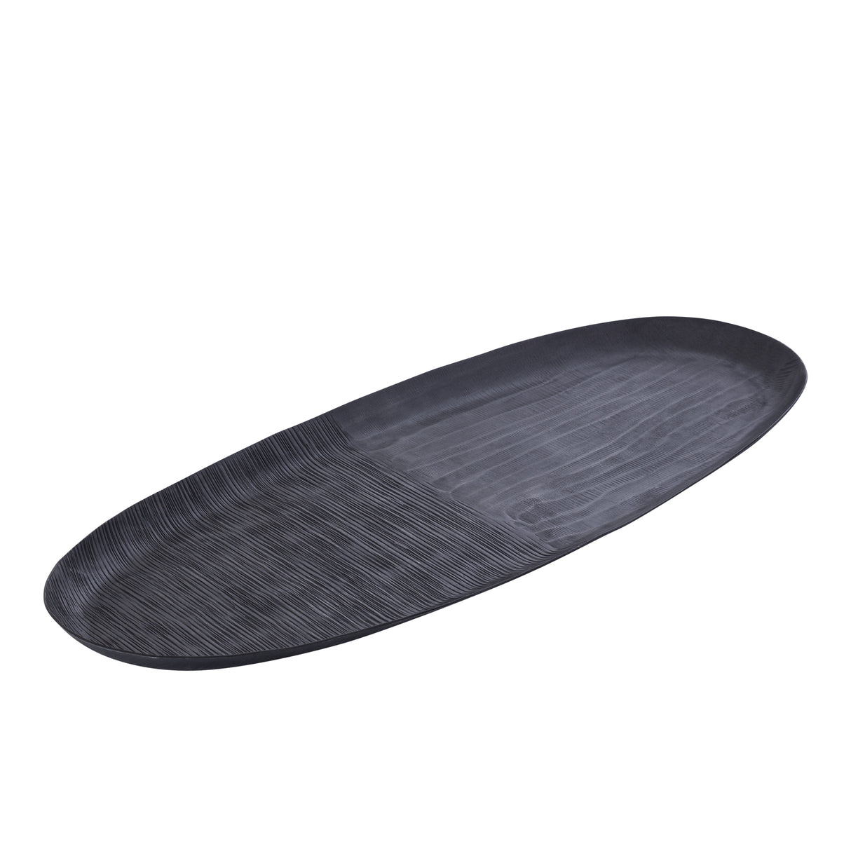 Schale – Geripptes Design, Ovale Form, Aluminium Material, Grau, L – Jowad | PTMD