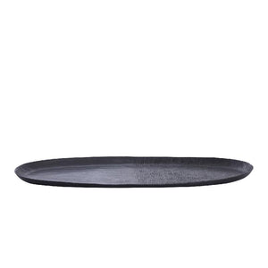Schale – Geripptes Design, Ovale Form, Aluminium Material, Grau, L – Jowad | PTMD