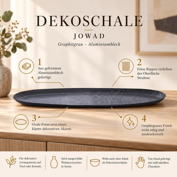 Bowl - aluminum sheet, ribbed structure, oval shape, handmade, L – Jowad | PTMD