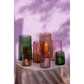 Windlicht – Glas Material, Grün Ton, Rillen Design, S – Pernella | PTMD