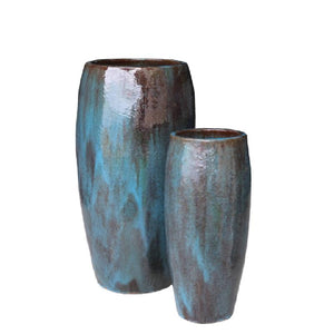Pot – Ceramic Material, Round Shape, Blue Surface – Rachyl | PTMD