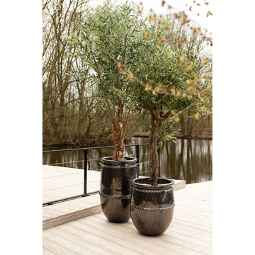 Pot – green surface, ceramic, round jug shape, low form – Tony | PTMD