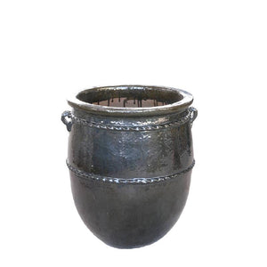 Pot – green surface, ceramic, round jug shape, low form – Tony | PTMD