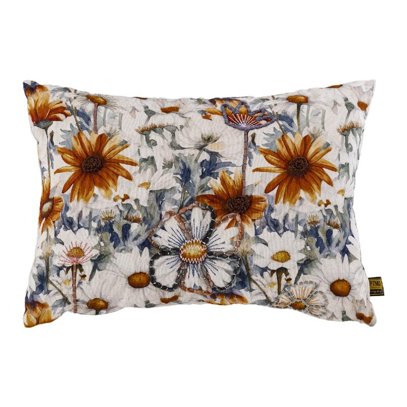 Kissen – Baumwolle, Florales Muster, Rechteckige Form, Natur – Helenor | PTMD