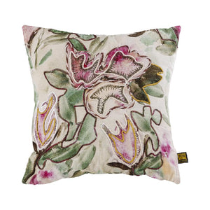 Cushion - Soft Cotton Fabric, Floral Pattern, Square Shape - Ayumi | PTMD