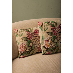 Cushion - Soft Cotton Fabric, Floral Pattern, Square Shape - Ayumi | PTMD