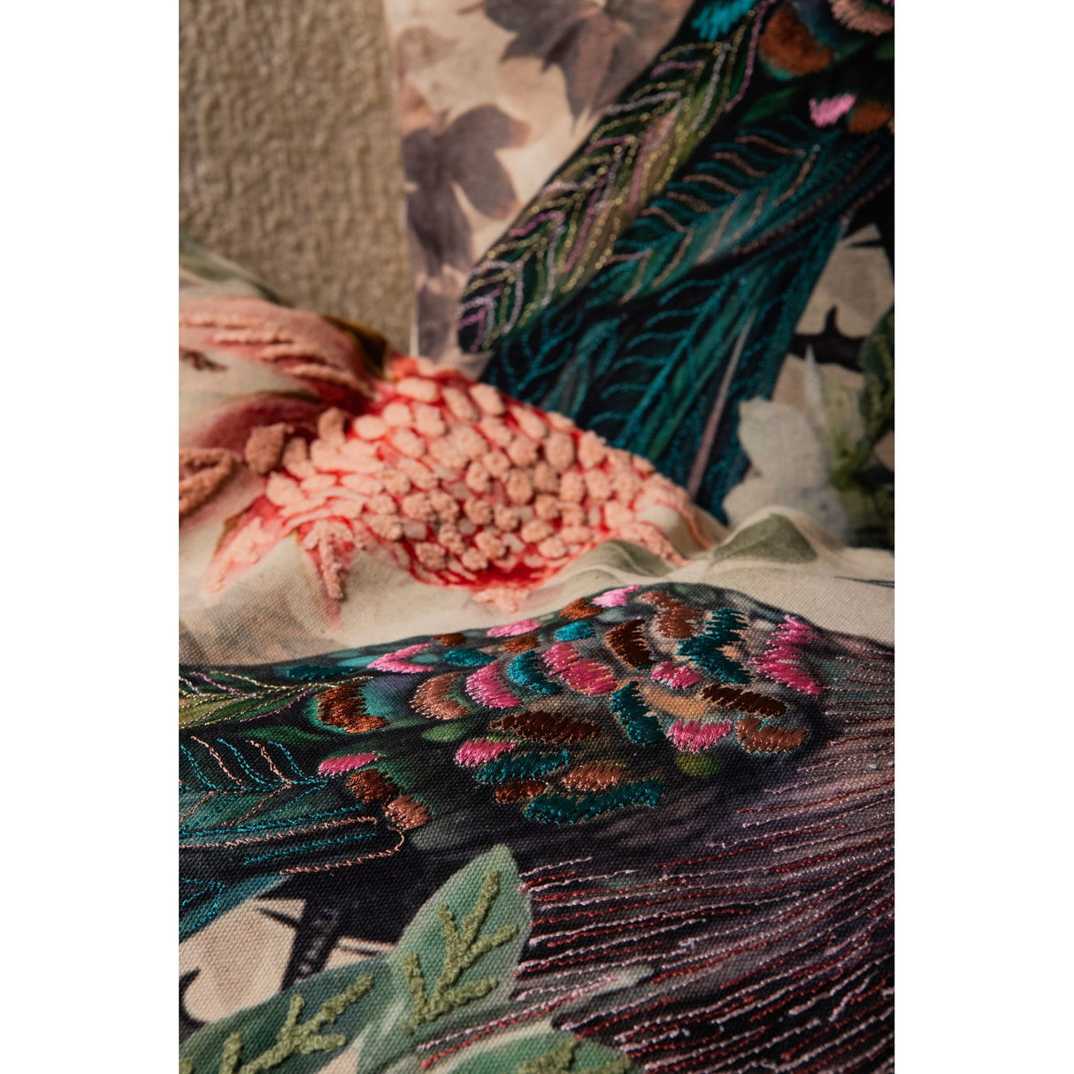 Kissen – Baumwollstoff Weich, Pfauen Muster, Quadratische Form – Loralee | PTMD
