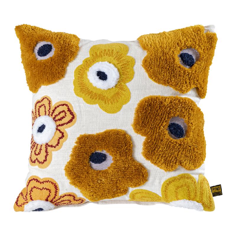 Cushion – Soft Cotton Fabric, Floral Embroidery, Practical Zipper – Bethanie | PTMD
