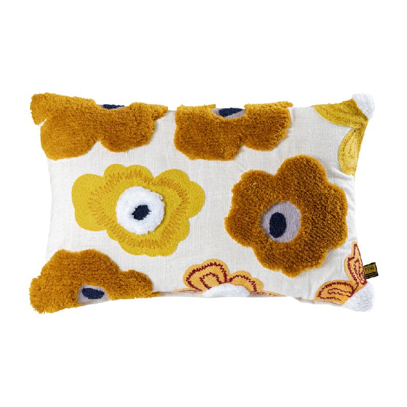 Cushion – Soft Cotton Fabric, Floral Embroidery, Rectangular Shape – Bethanie | PTMD