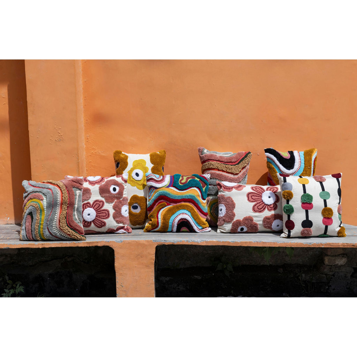Cushion - Cotton Fabric Soft, Embroidery Detail, Square Shape - Prinay | PTMD