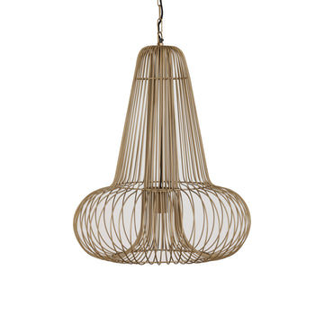 Iron pendant lamp, antique brass-look, wire mesh design, with canopy – Aluesi | PTMD