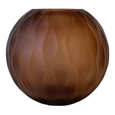 Vase – Braunfarbe, Wellenmuster, Glas Material, S – Mishan | PTMD