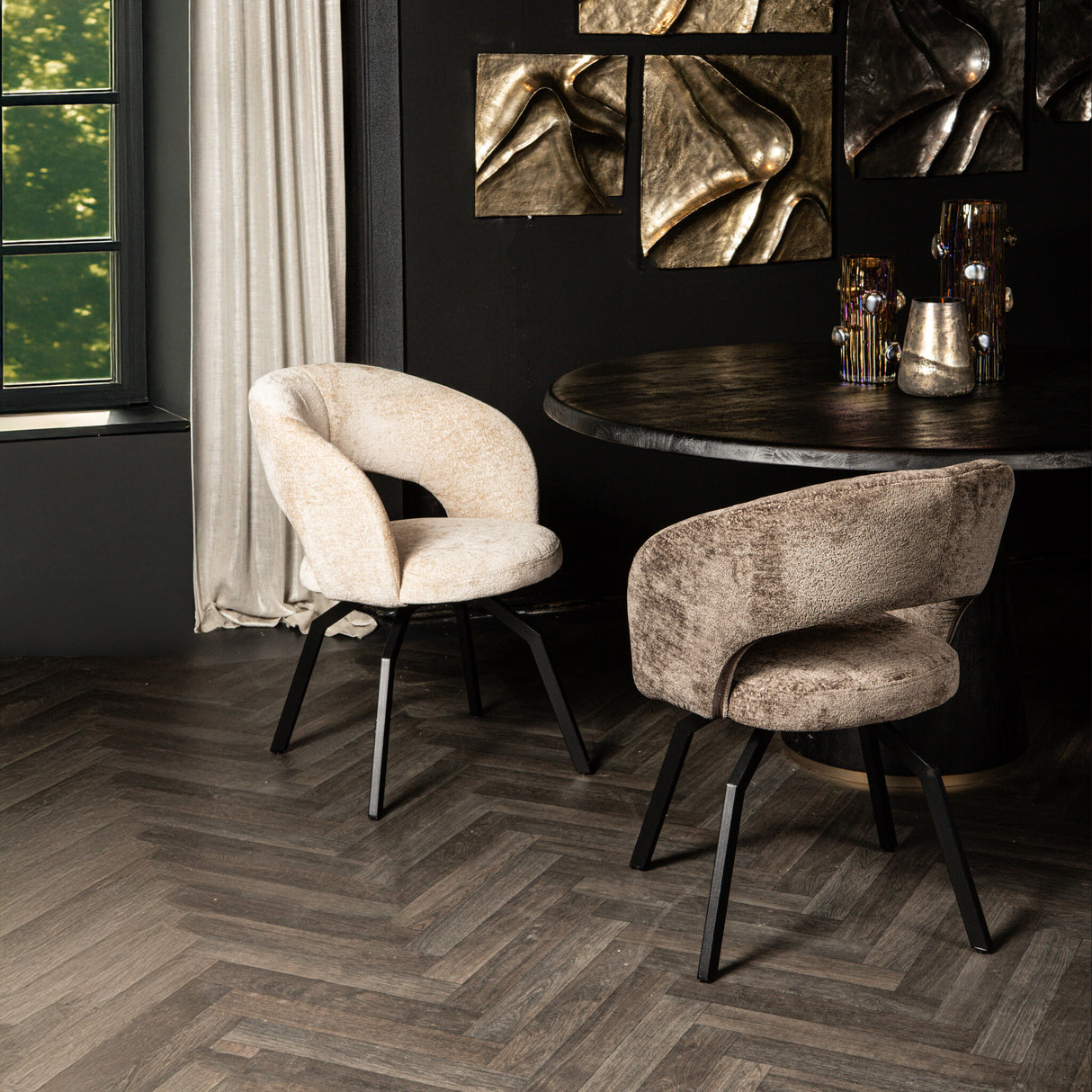 Esszimmerstuhl – Mokka Farbton, Symphony Stoff, Modernes Design – Aranea | PTMD
