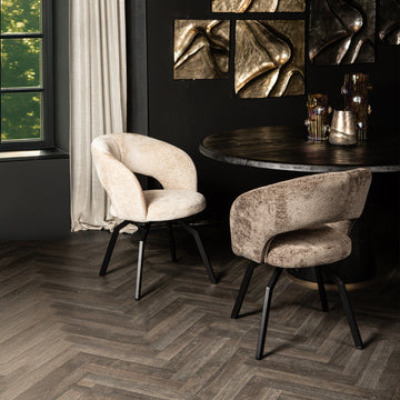 Dining Chair - Mocha Shade, Symphony Fabric, Modern Design - Aranea | PTMD