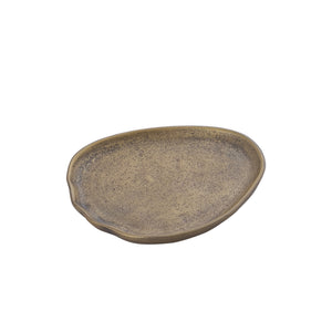 Bowl - organic shape, cast aluminum, handmade, antique brass finish, XXS - Kora | PTMD