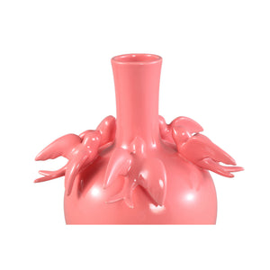 Vase – Bulbous Shape, Pink Color, Bird Motif Design, Ceramic Material, L – EmmeLyn | PTMD
