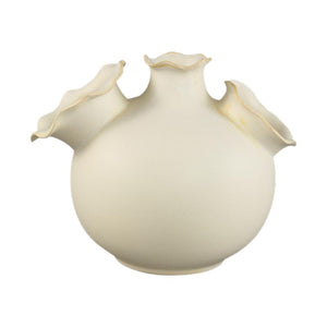 Vase - Wavy Edge Design, Cream Color, Ceramic Material, S – Umme | PTMD