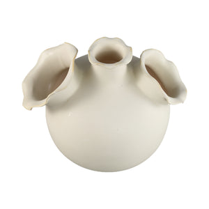 Vase – Wavy Edge Design, Cream Color, Ceramic Material, L – Umme | PTMD