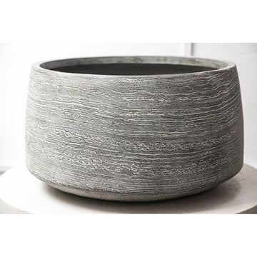 Pot – gray surface, linear texture, round shape, tall shape – Giulietta | PTMD