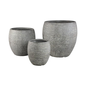 Pot – gray surface, linear texture, round shape, tall shape – Giulietta | PTMD