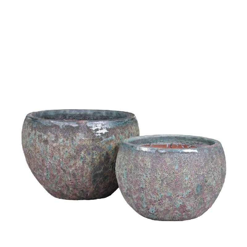 Pot – Ceramic Material, Round Shape, Green Surface, L – Caedyn | PTMD