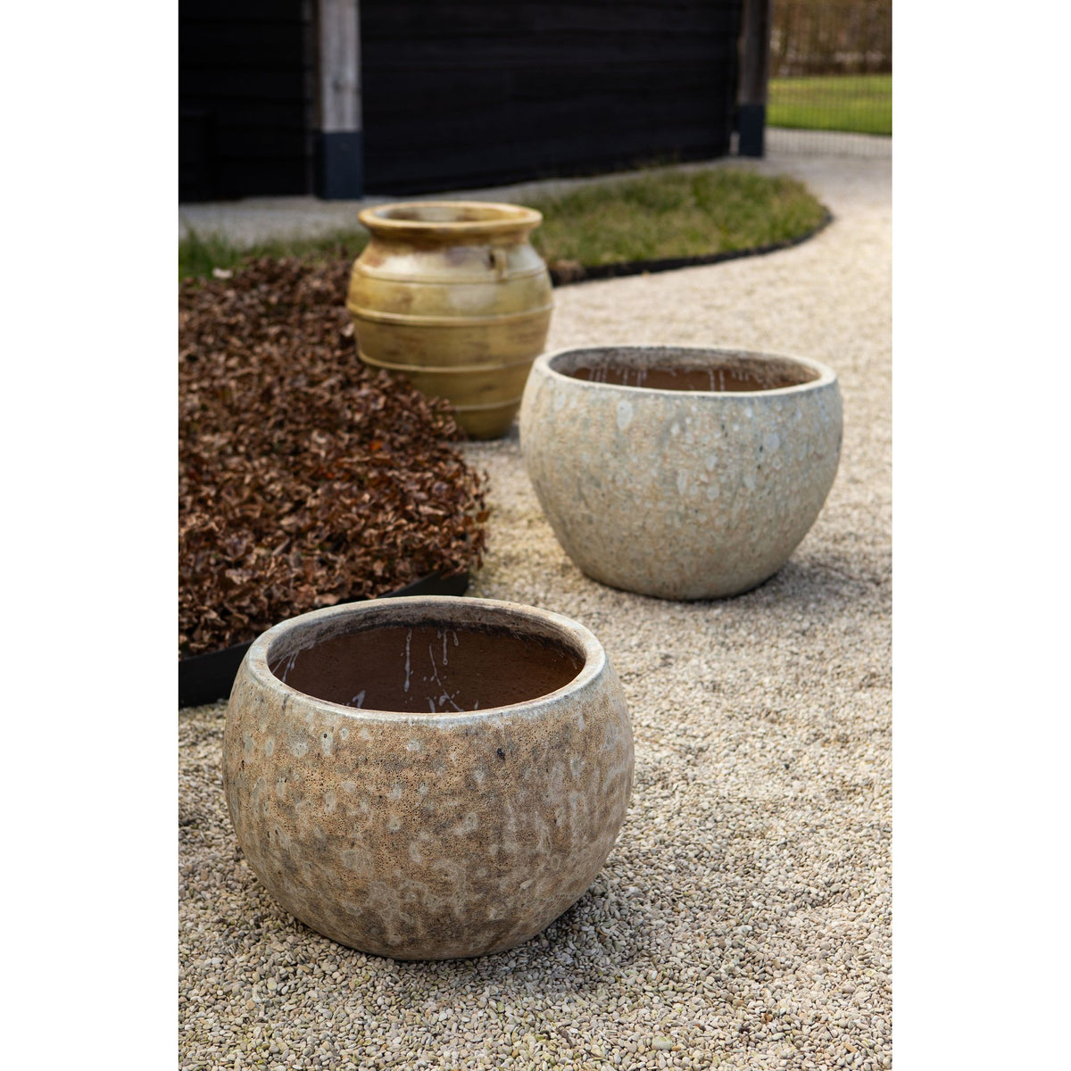 Pot – Ceramic Material, Round Shape, Green Surface, L – Caedyn | PTMD