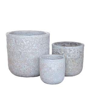 Pot - Ceramic Material, Round Shape, White Finish - Matija | PTMD