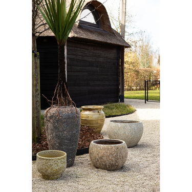 Topf – Raues Design, Runde Form, Keramik Material, Grün – Jossilyn | PTMD