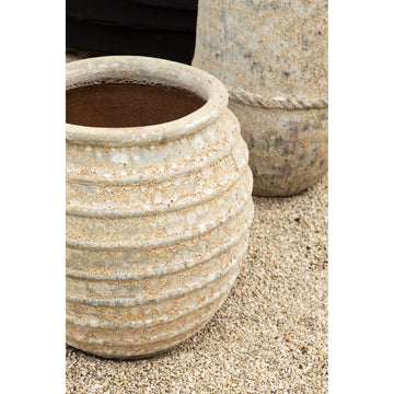 Pot – Beige Hue, Cement Material, Earthy Line Design, L – Melecia | PTMD