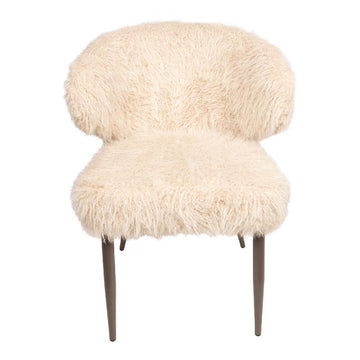 Dining Chair – Faux Fur Upholstery, Metal Frame, Brown Tone – Ares | PTMD