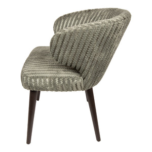 Dining Chair – Daisy Fabric Upholstery, Green Top, Dark Brown Wooden Legs – Fiori | PTMD