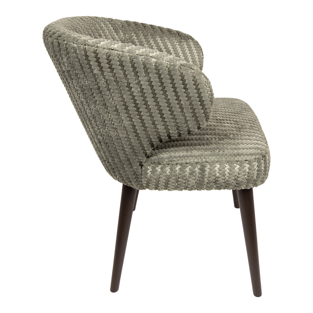 Dining Chair – Daisy Fabric Upholstery, Green Top, Dark Brown Wooden Legs – Fiori | PTMD
