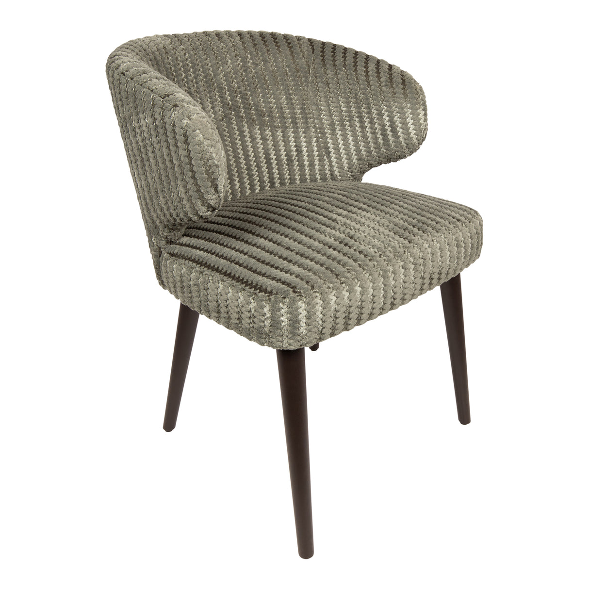 Dining Chair – Daisy Fabric Upholstery, Green Top, Dark Brown Wooden Legs – Fiori | PTMD