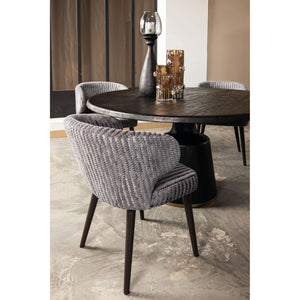 Dining Chair – Daisy Fabric Upholstery, Taupe Finish, Dark Brown Wooden Legs – Fiori | PTMD