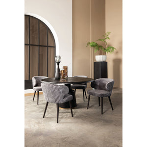 Dining Chair – Daisy Fabric Upholstery, Taupe Finish, Dark Brown Wooden Legs – Fiori | PTMD