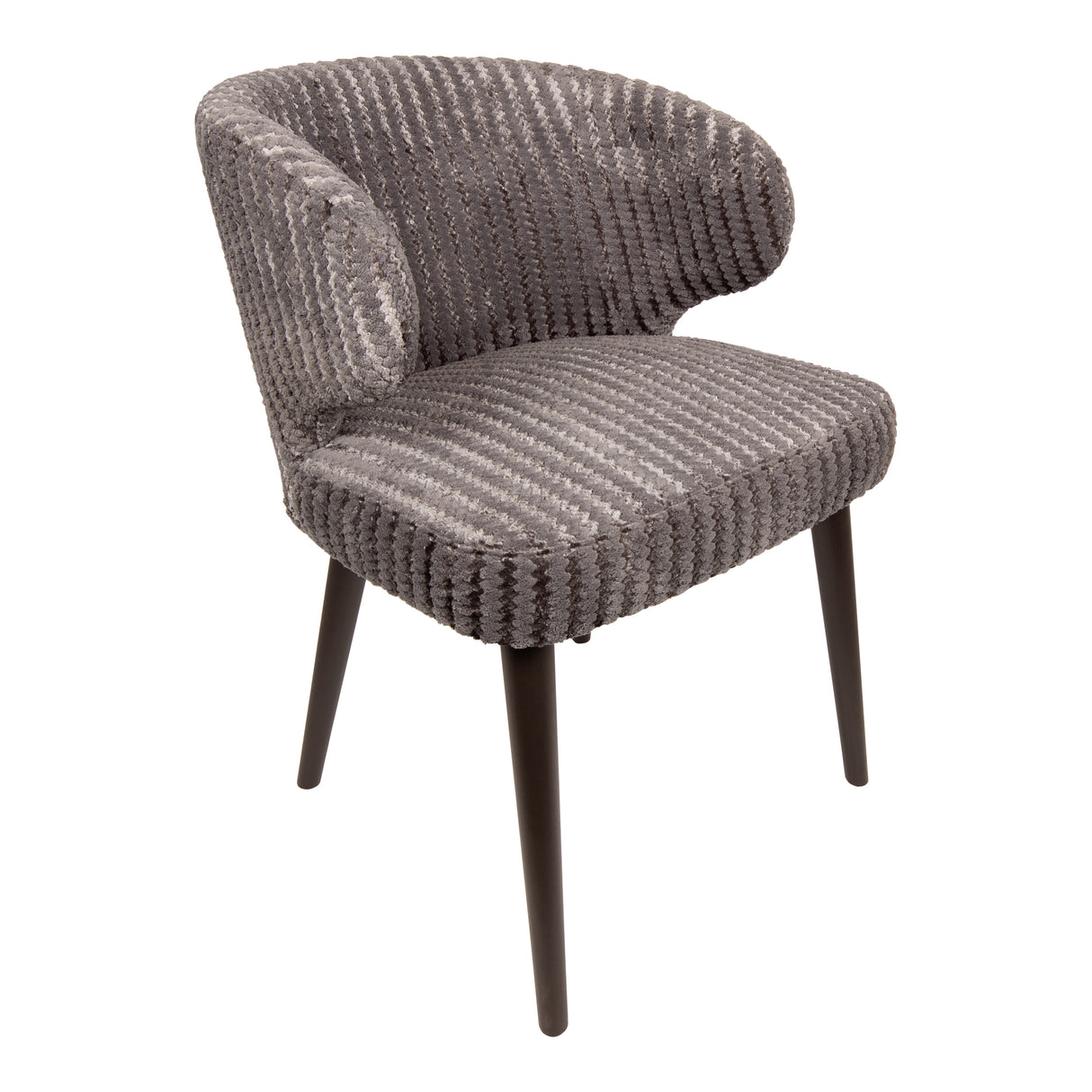 Dining Chair – Daisy Fabric Upholstery, Taupe Finish, Dark Brown Wooden Legs – Fiori | PTMD