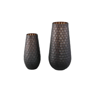 Vase – Glass Material, Circle Pattern, Bronze Color, Tall, L – Eboney | PTMD