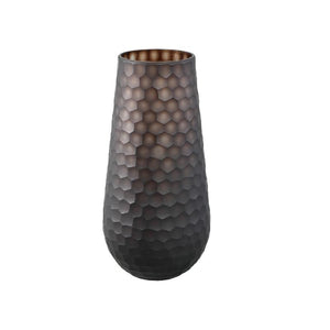 Vase – Glass Material, Circle Pattern, Bronze Color, Tall, L – Eboney | PTMD