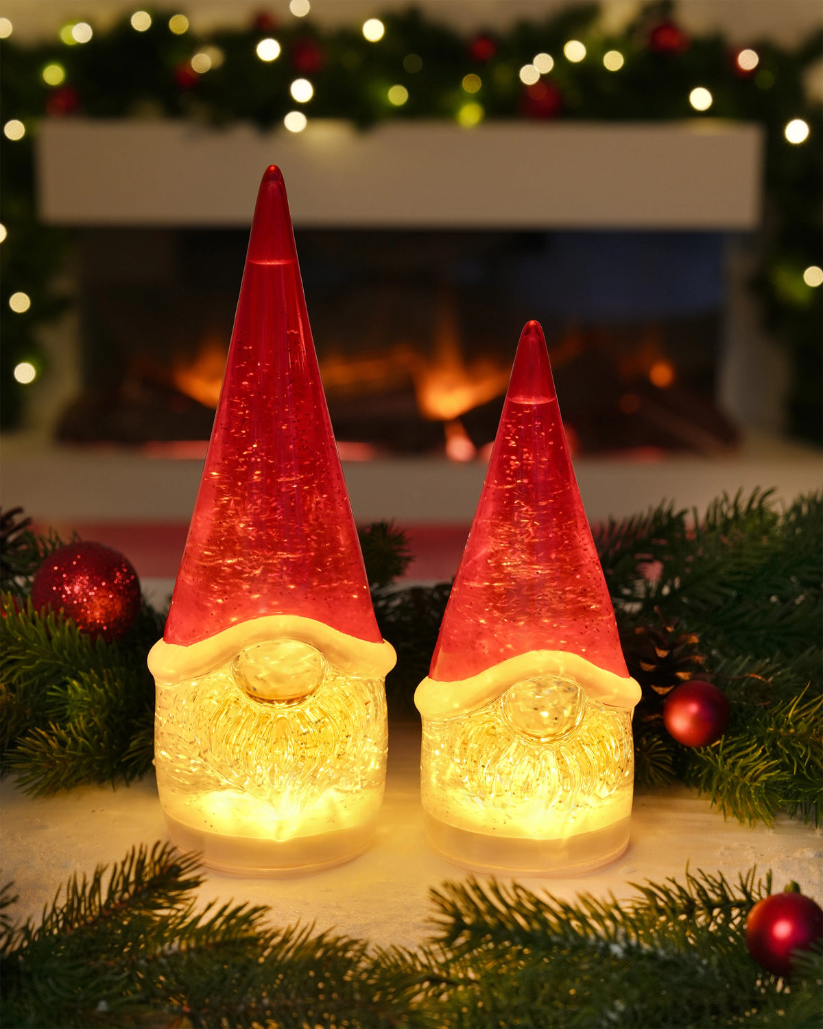 Tischleuchte – Rotes Acryl, Bewegter Glitzer, LED-Licht - Gnome | Sompex