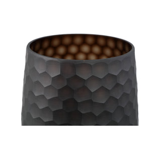 Vase – Glass Material, Circle Pattern, Brown Color, Low – Eboney | PTMD
