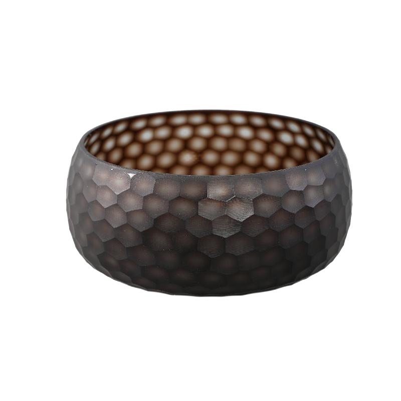 Vase – Glass Material, Circle Pattern, Brown Color – Ebony | PTMD