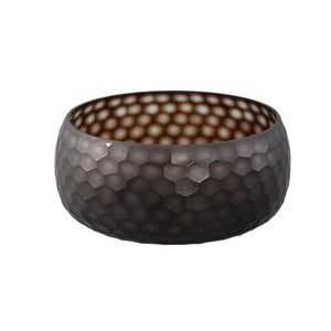 Vase – Glass Material, Circle Pattern, Brown Color – Ebony | PTMD
