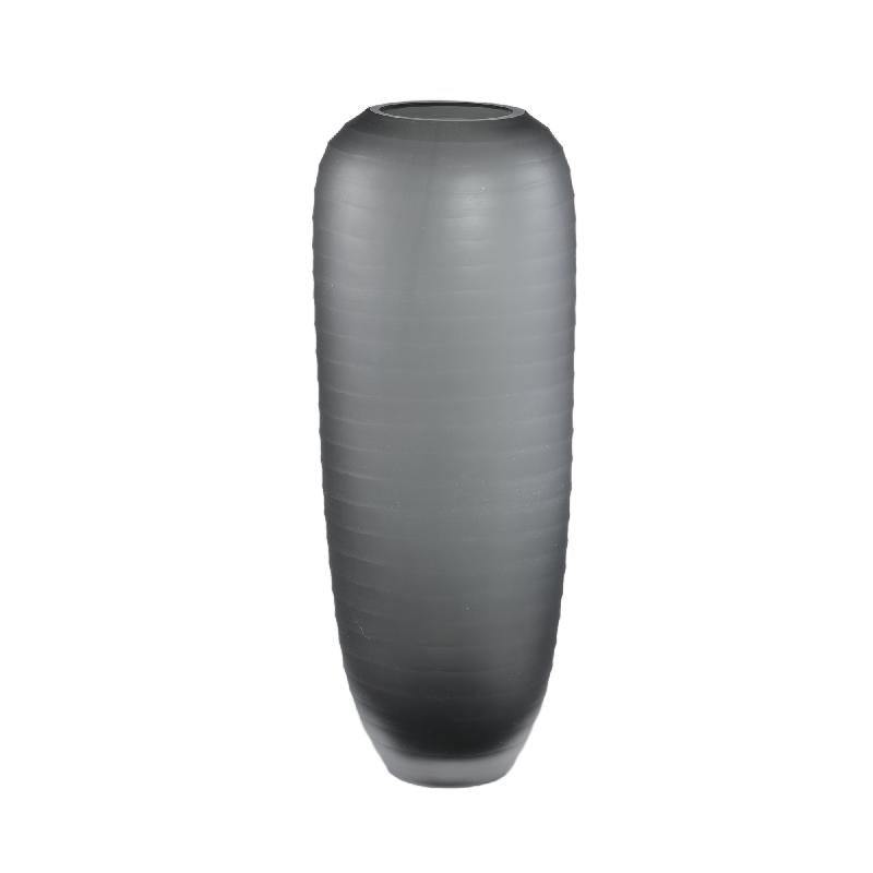 Vase - Solid Glass, Ribbed Structure, Grey, Tall S - Nadah | PTMD
